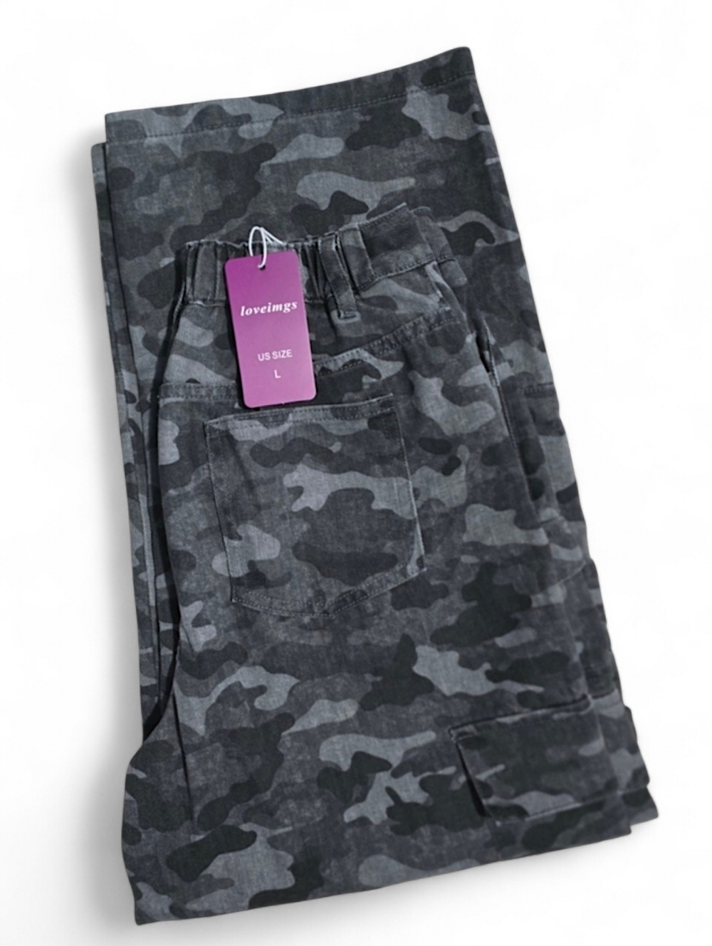 Camo Cargo Pants Wide Leg Baggy Womens Large - Picture 3 of 3